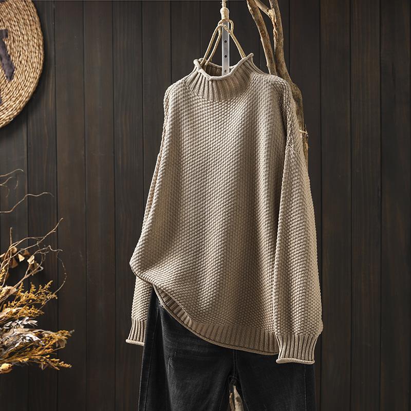 Womens Vintage Half Turtleneck Oversized Sweater