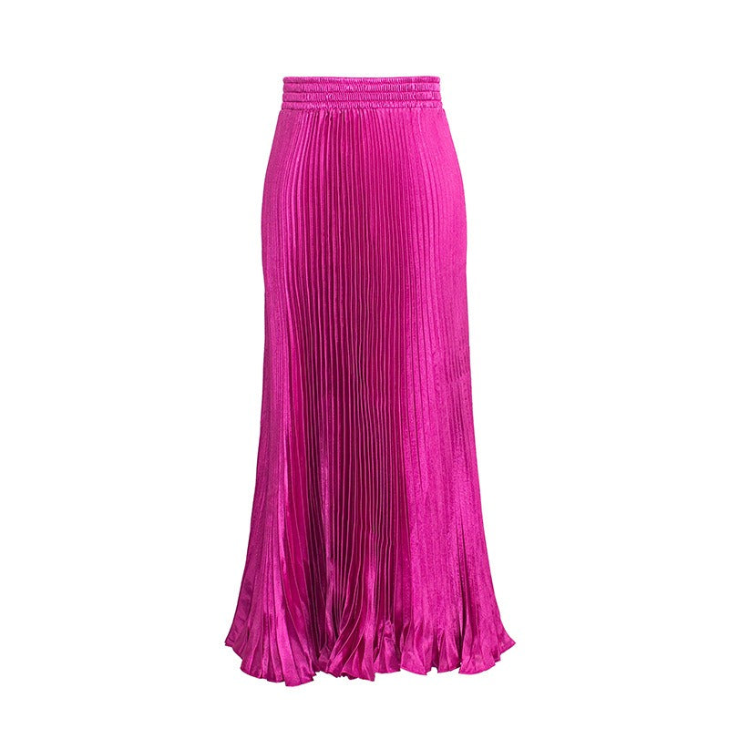 Glossy pleated skirt long accordion skirt long skirt skirt