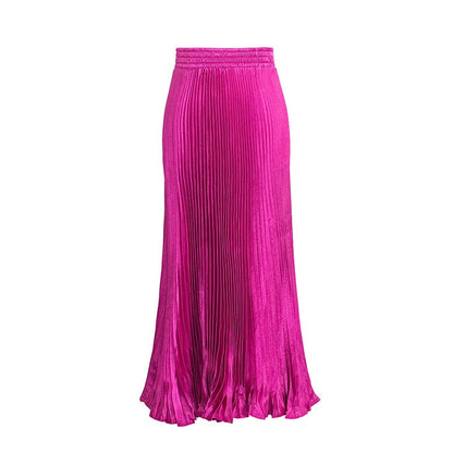 Glossy pleated skirt long accordion skirt long skirt skirt
