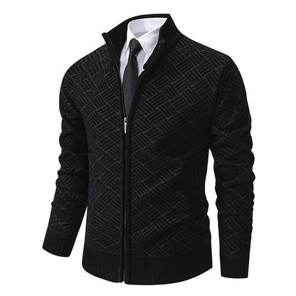 Mens Fleece Lined Knit Cardigan