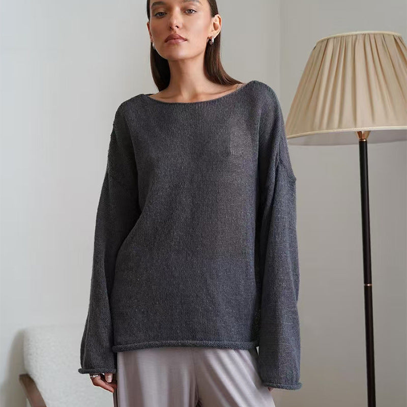 Womens Hollow Knit Pullover Sweater