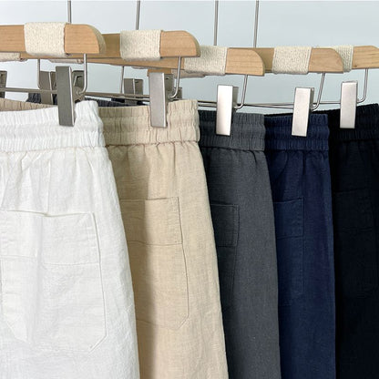 Cotton Linen Shorts Men's Summer Linen Five-Quarter Pants Men's Beach Pants Loose Casual Large Shorts