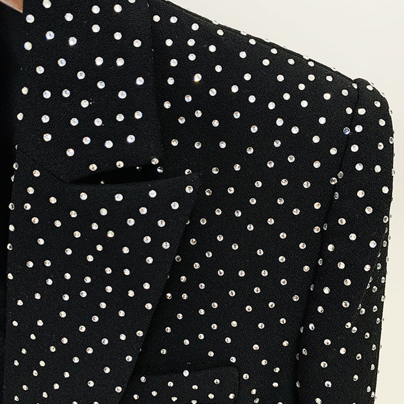 Rhinestone Slim Fit Blazer and Skirt Set