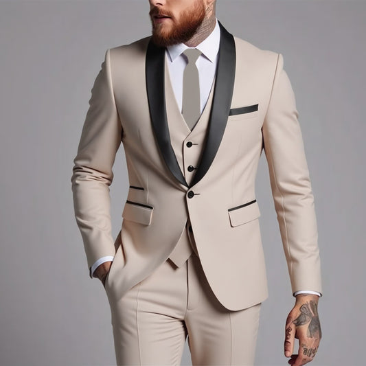 Men's Business Suit Three-Piece Set Double Vent Tuxedo Set