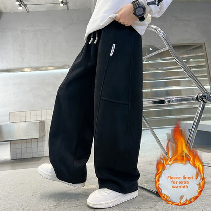 Casual katoenen sportbroek met of zonder fleece voering voor jongens
