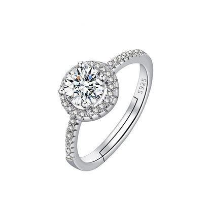 Adjustable Cubic Zirconia Ring Women Classic Six Claw Design