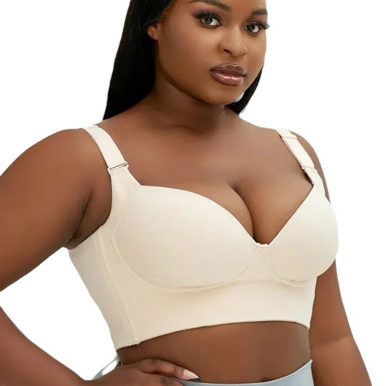Plus-size glossy sexy bra with anti-sag adjustable bra for women with underwire