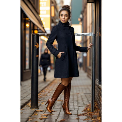 Womens Hooded Wool Cape Coat