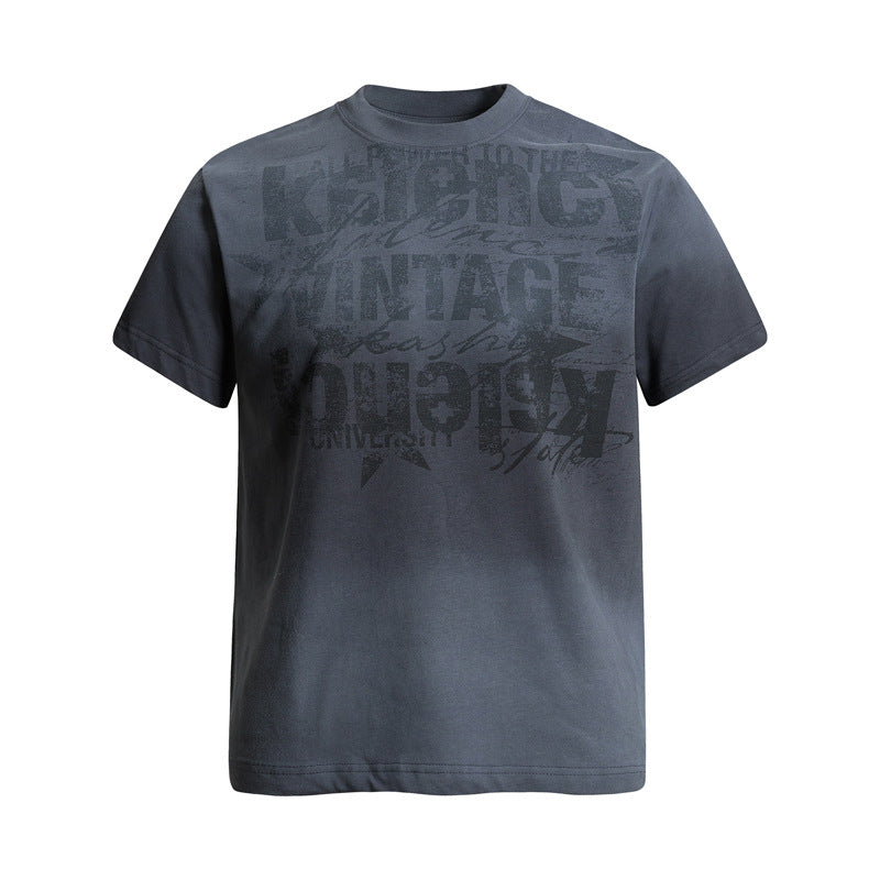 Washed vintage gradient short sleeved T-shirt