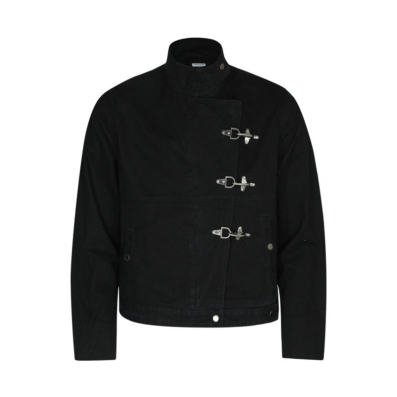 Retro Airplane Buckle Denim Jacket