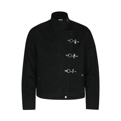 Retro Airplane Buckle Denim Jacket