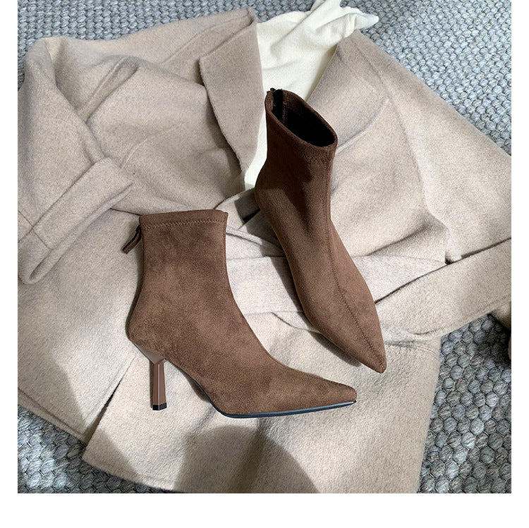 Womens Pointed Toe Stiletto Heel Boots