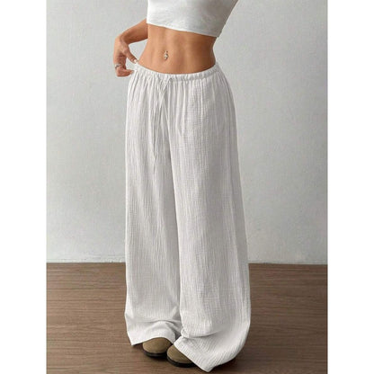 High Waist Wide Leg Cotton Trousers