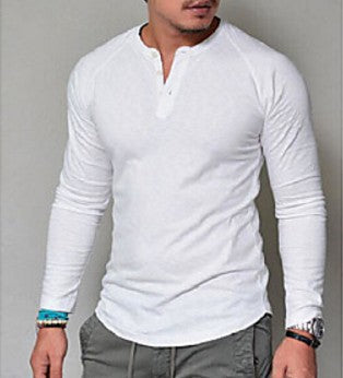 Heren T-shirt met ronde hals en lange mouwen