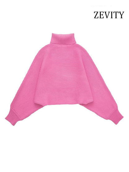 Women Fashion Loose Turtleneck Knit Sweater And High Elastic Waist A Line Mini Skirts Female Two Piece Sets