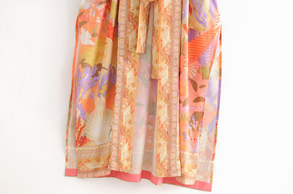 Floral Print Loose Lace Kimono Robe