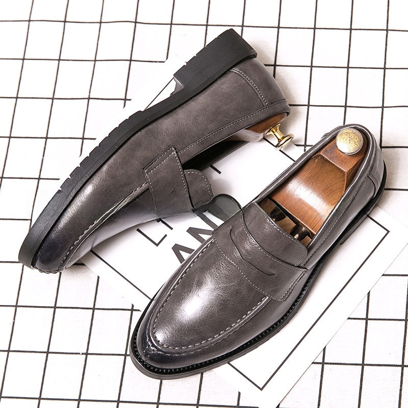 Mens Pointed Toe Leather Slip On Shoes