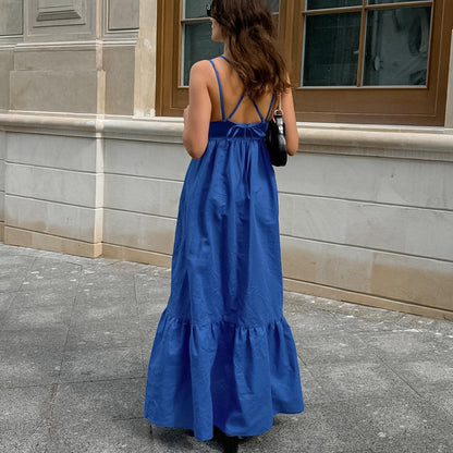 European and American style casual V-neck backless camisole dress