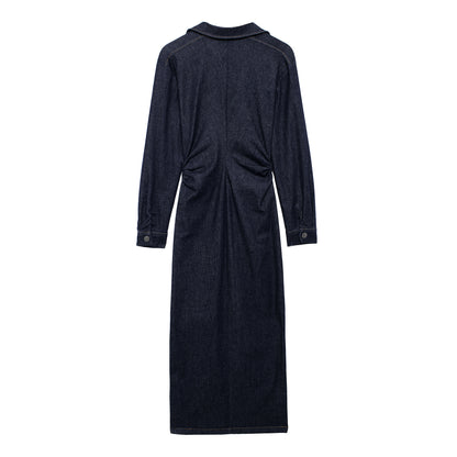 Luxe casual midi-jurk voor dames met knoopsluiting