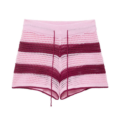 Knitted polo shirt jacket+shorts set