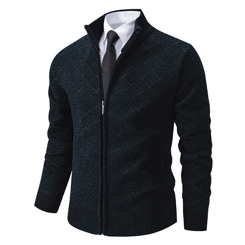 Mens Fleece Lined Knit Cardigan