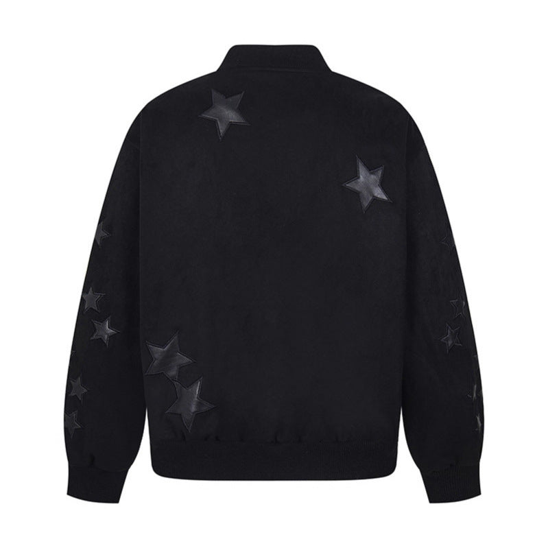 Losse casual baseballjack met geborduurde sterren unisex