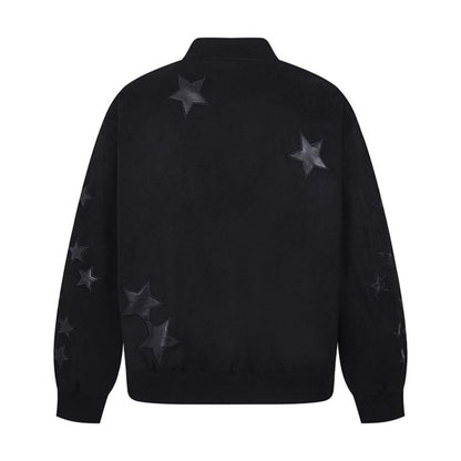 Losse casual baseballjack met geborduurde sterren unisex