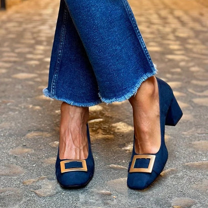 Womens Suede Square Toe Flats