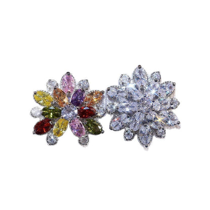 Double Layer Sunflower Zircon Women Earrings