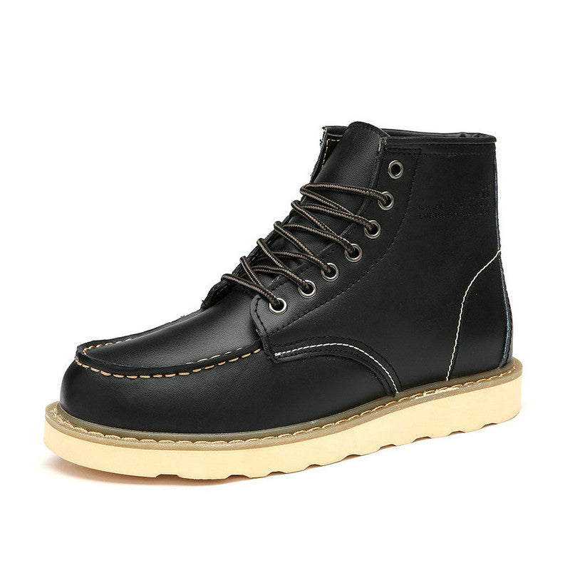Men's Genuine Leather High-Top Casual Lace-Up Martin Boots