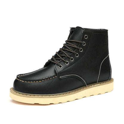 Men's Genuine Leather High-Top Casual Lace-Up Martin Boots
