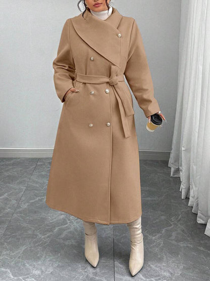 Women's Double-Breasted Wool Blend Coat