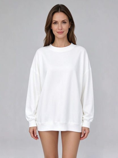 Womens Casual Knitted Pullover Long Sleeve Round Neck Loose Fit Autumn Top