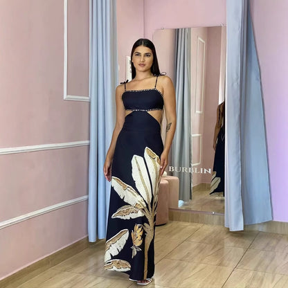 Elegant Waist-Cutout Backless Strap Dress