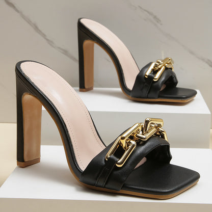 High Heeled Sandals Women Wear With Chain Fish Mouth Stiletto Heels European And American Sandals And Slippers