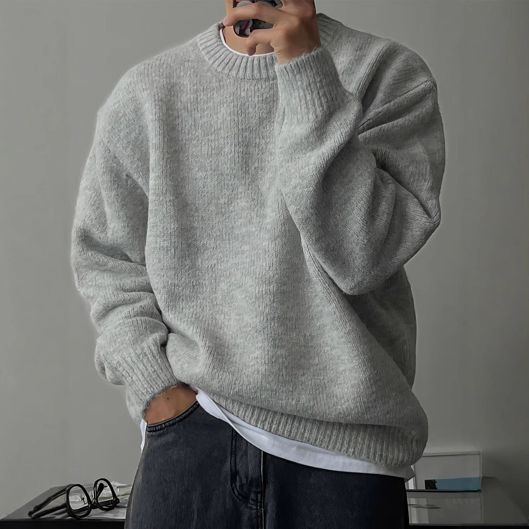 Mens Solid Color Knit Sweater