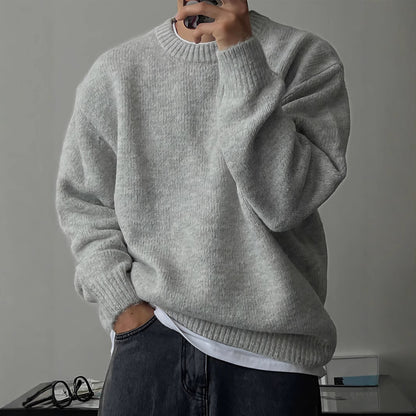 Mens Solid Color Knit Sweater