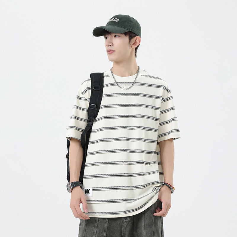 Striped short sleeved loose teenage summer t-shirt