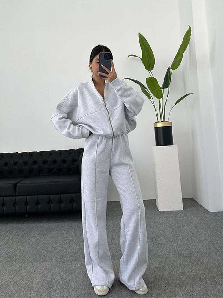 Women's casual long-sleeved coat and long pants set