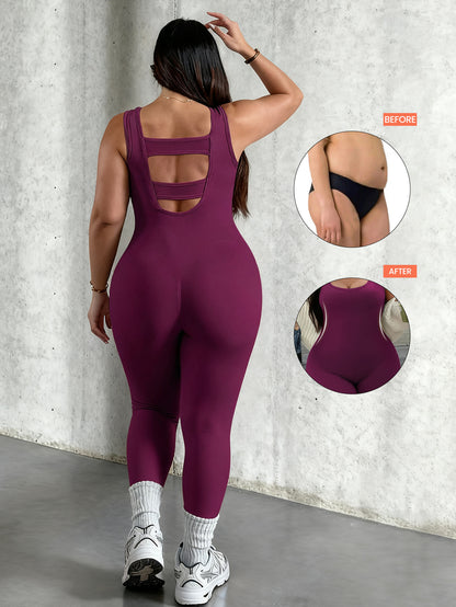 Plus size naadloze jumpsuit elastische sport- en fitnesskleding