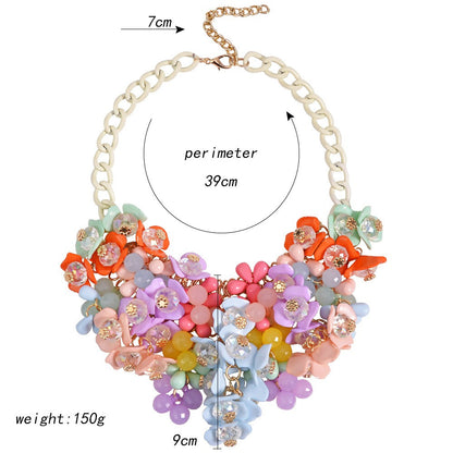 Fashionable and trendy necklaces colorful flowers exaggerated necklaces for women