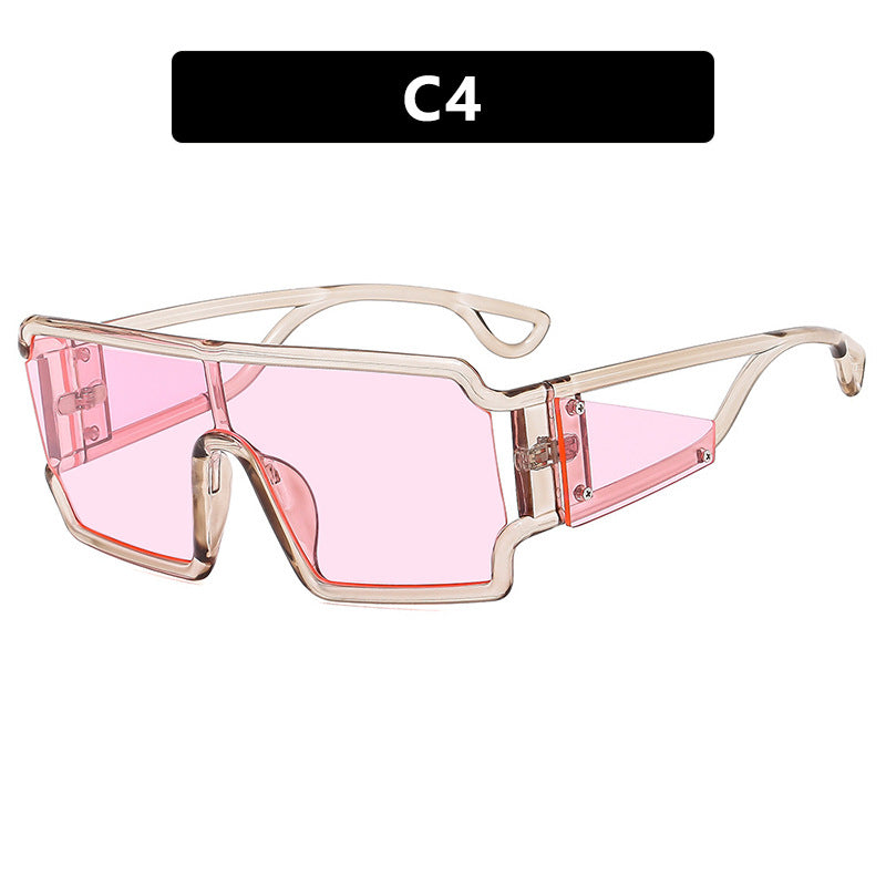 Square connected sunglasses with hollowed out avant-garde personality Instagram popular fashion street photography futuristic sunglasses