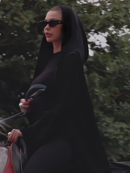 Effen lange cardigan met capuchon