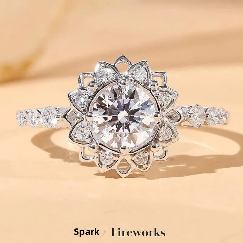 Adjustable Cubic Zirconia Ring Women Classic Six Claw Design