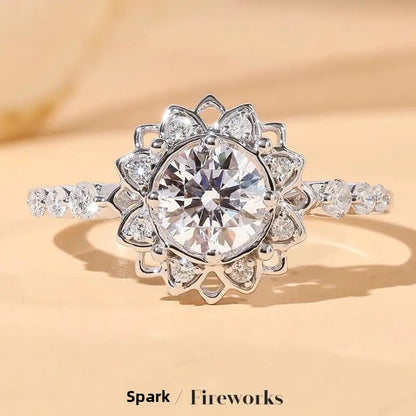 Adjustable Cubic Zirconia Ring Women Classic Six Claw Design