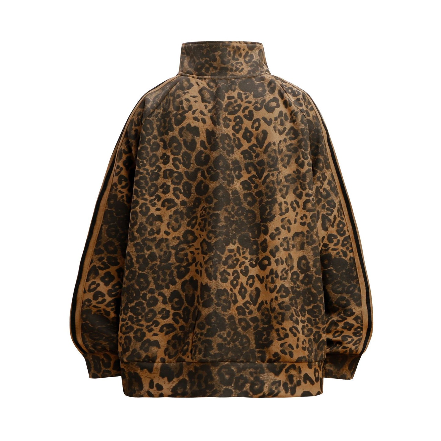 Unisex jack met luipaardprint losvallend model met hoge kraag