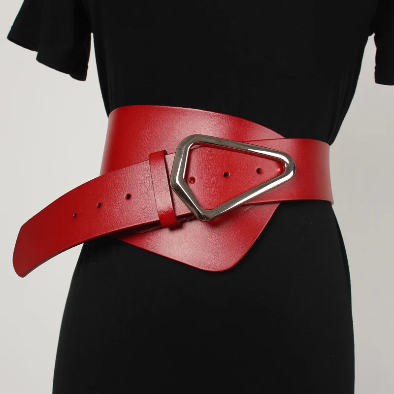Irregular Spring Suit Shirt Women Waist Belt Real Leather Cinch Strap Cowhide Cowskin Waistband  Belt