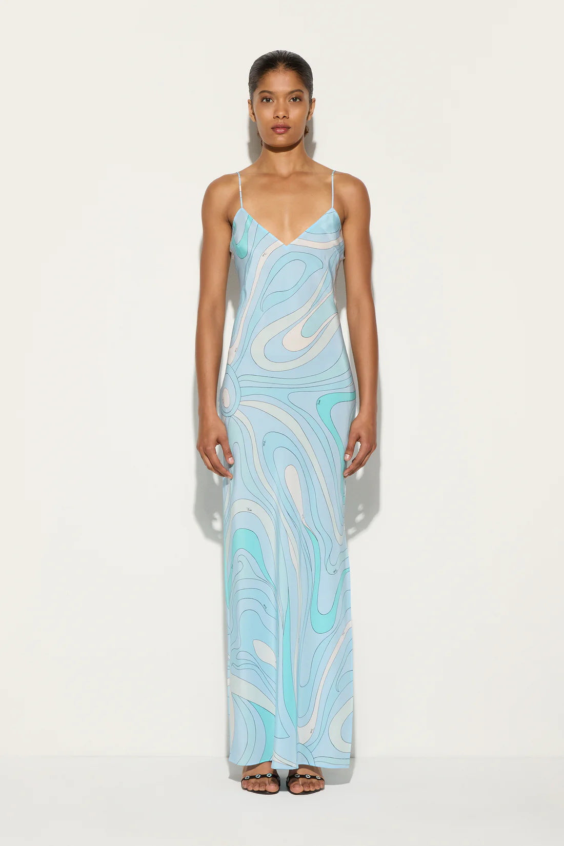 Elegant Satin Printed Sexy Strapless Slit Dress