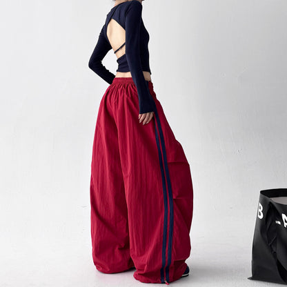 Retro Trendy Casual Pants Sporty Wide Leg Long Trousers