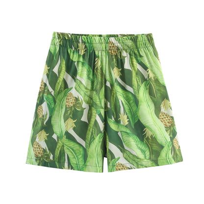 Spring New European and American Style Design Sense Short Sleeve Top and Shorts Set to Show Temperament